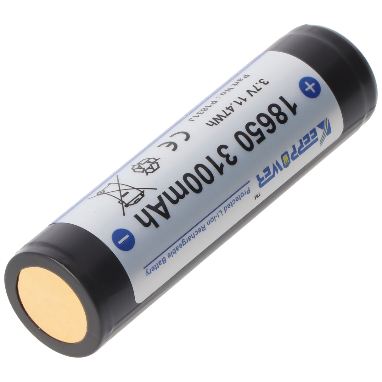 Keeppower 18650 3100mAh 3,7V Li-Ion Akku geschützt flacher Kopf