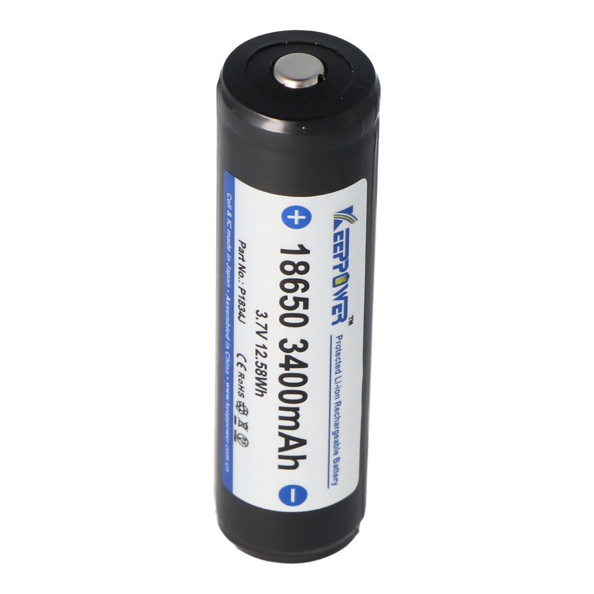 Keeppower 18650 Li-Ion Akku 3400mAh 3,7V geschützt PCB (Button Top)