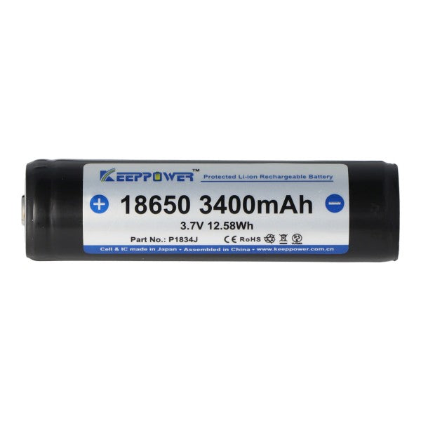 Keeppower 18650 Li-Ion Akku 3400mAh 3,7V geschützt PCB (Button Top)