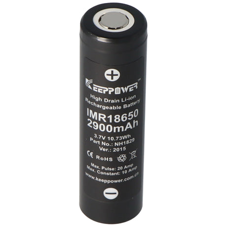 Keeppower IMR18650 3,7V 2900mAh 10A (Flat Top)  Li-Ion Akku