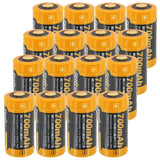 AccuCell 8fach Schnell-Ladegerät und 16 Stück CR123 A Li-Ion Akku mit 3,7 Volt, 760mAh