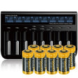 AccuCell 8fach Schnell-Ladegerät und 8 Stück CR123 A Li-Ion Akku mit 3