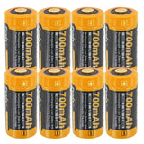 AccuCell 8fach Schnell-Ladegerät und 8 Stück CR123 A Li-Ion Akku mit 3,7 Volt, 760mAh