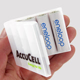 Stecker-Ladegerät weiß mit 4x Panasonic eneloop Standard HR-3UTG und AccuCell Akkubox AA