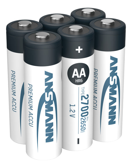 ANSMANN NiMH Akku Mignon AA Typ 2700 (min. 2650 mAh) / 1,2 Volt / 6er Schrumpffolie, ideal für den alltäglichen Gebrauch
