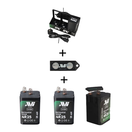 Bundle 3x  AVIakku 25Ah mit Ladegerät und Tester für Warnleuchten