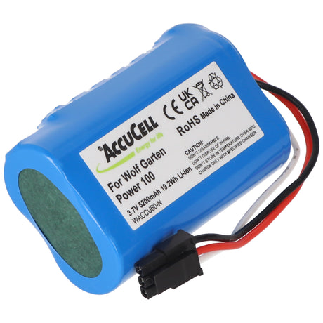 AccuCell Akku kompoatibel für Wolf Garten Accu 60 Li-Ion Power, Wolf-Garten 7086-918 mit schwarzem 3-poligem Stecker, 1UR18650S-2, F734A1451, 7085061, 7085860