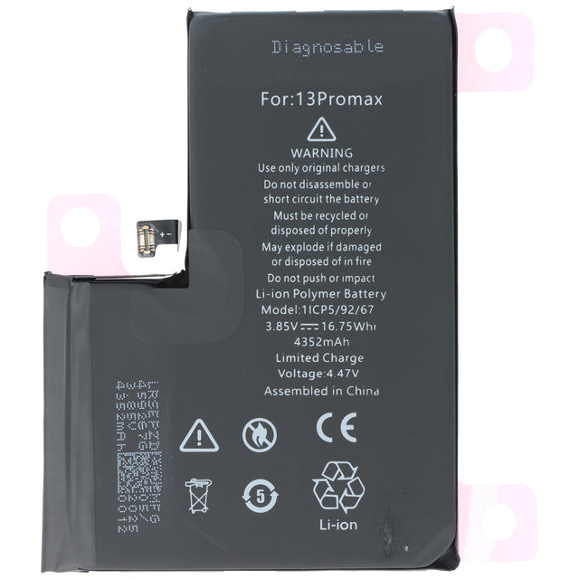 AccuCell Akku passend für Apple iPhone 13 Pro Max, diagnostizierbar, Li-Polymer, 3,85V, 4352mAh, 16,75Wh, ohne Werkzeug