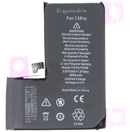 AccuCell Akku passend für Apple iPhone 13 Pro, diagnostizierbar, Li-Polymer, 3,85V, 3095mAh, 11,9Wh, ohne Werkzeug