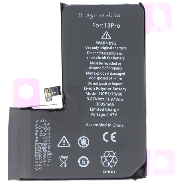 AccuCell Akku passend für Apple iPhone 13 Pro, diagnostizierbar, Li-Polymer, 3,85V, 3095mAh, 11,9Wh, ohne Werkzeug