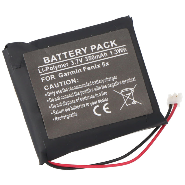 AccuCell Akku passend für Garmin Fenix 5X, Li-Polymer, 3,7V, 350mAh, 1,3Wh