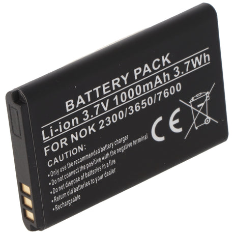AccuCell Akku passend für Nokia 2300, 3650, 7600, Li-Ion, 3,7V, 1000mAh, 3,7Wh