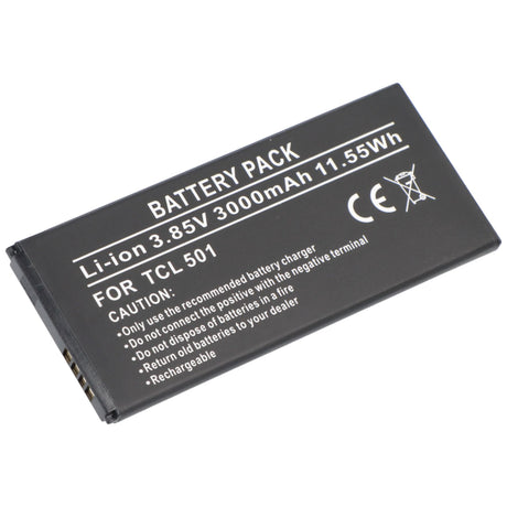 AccuCell Akku passend für TCL 501 – Li-Polymer, 3,85V, 3000mAh, 11,55Wh, eingebaut