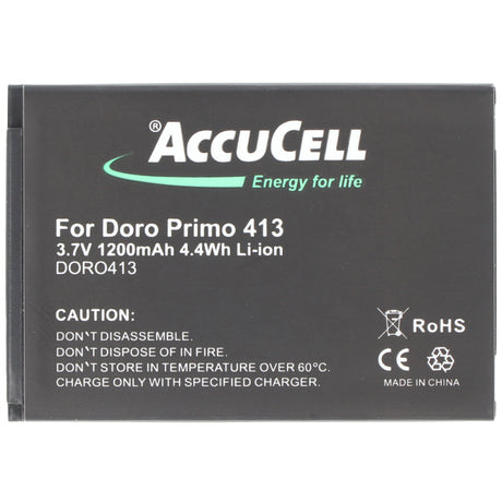 AccuCell Akku passend für den Doro Primo 413 Akku RCB413 3,7 Volt 1200mAh
