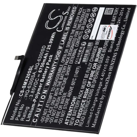 AccuCell Nachbauakku passend für Tablet Samsung Tab A8 10.5, SM-X200, SM-X205, Typ HQ-6300SD 3,85 Volt 6750mAh 159x109x3mm
