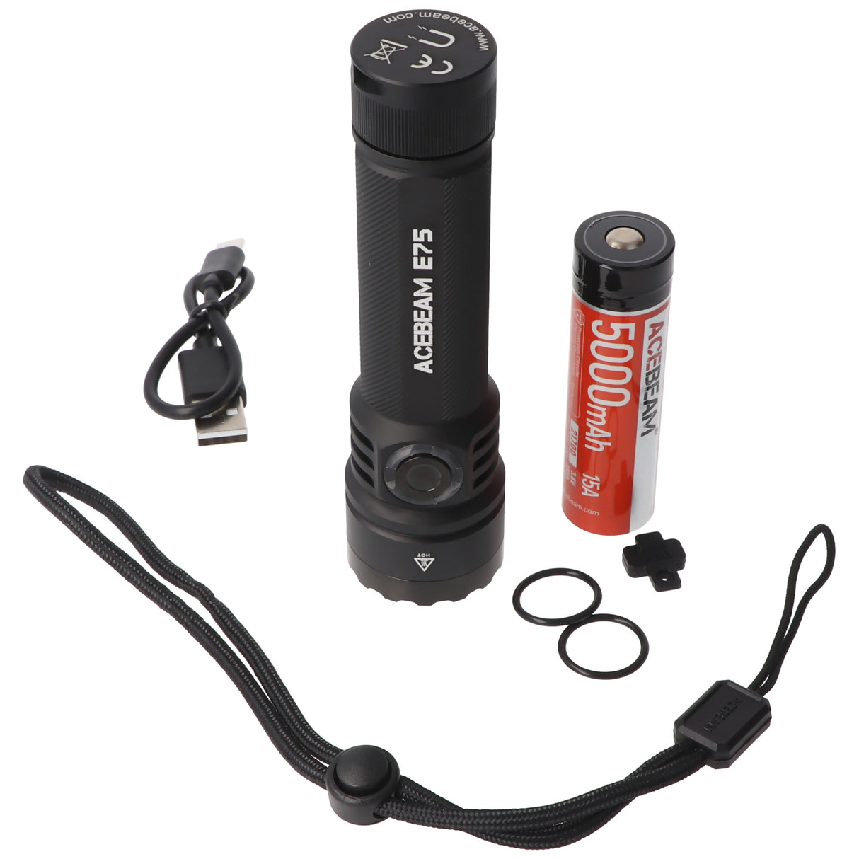 AceBeam E75 Quad Core LED Taschenlampe schwarz