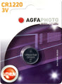 Agfaphoto Batterie Lithium, Knopfzelle, CR1220, 3V Extreme, Retail Blister (1-Pack)