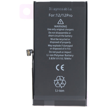 AccuCell Akku passend für Apple iPhone 12/12 Pro, diagnostizierbar, Li-Polymer, 3,83V, 2815mAh, 10,78Wh, ohne Werkzeug
