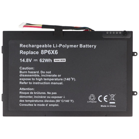 AccuCel Akku passend für Dell Alienware M11x, M14X, Li-Polymer, 14,8V, 4190mAh, 62Wh, built-in, ohne Werkzeug