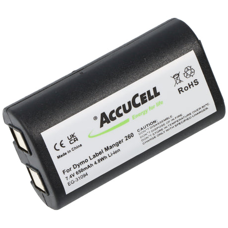 AccuCell Akku passend für Dymo LabelManger 260, Li-Ion, 7,4V, 650mAh, 4,8Wh