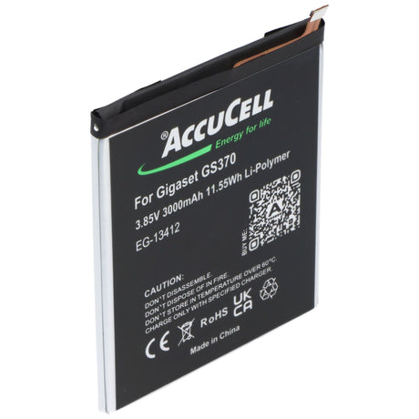 AccuCell Akku passend für Gigaset GS370, Li-Polymer, 3,85V, 2850mAh, 11,0Wh