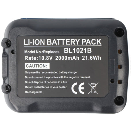 AccuCell Akku passend für Makita BL1021B, Li-ion, 12V max. (10,8V), 2000mAh, 21,6Wh, schwarz