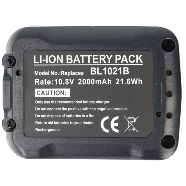 Akku passend für Makita BL1021B, Li-ion, 12V max. (10,8V), 2000mAh, 21,6Wh, schwarz