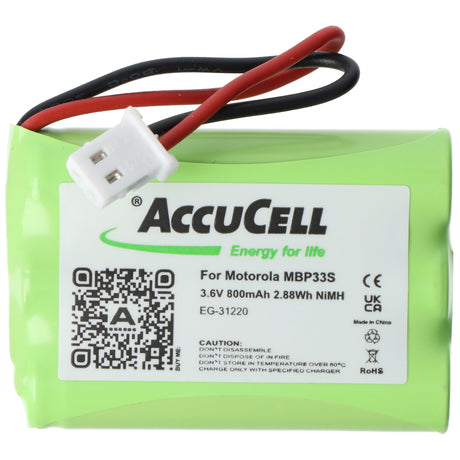 AccuCell Akku passend für Motorola MBP33S, NiMH, 3,6V, min. 700mAh, 2,9Wh