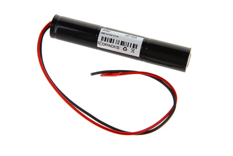 AccuCell Akku passend für Not- und Sicherheitsbeleuchtung, 3,6 Volt 3000mAh, 127x23mm, mit 30 cm Anschlusskabel, offene Kabelenden