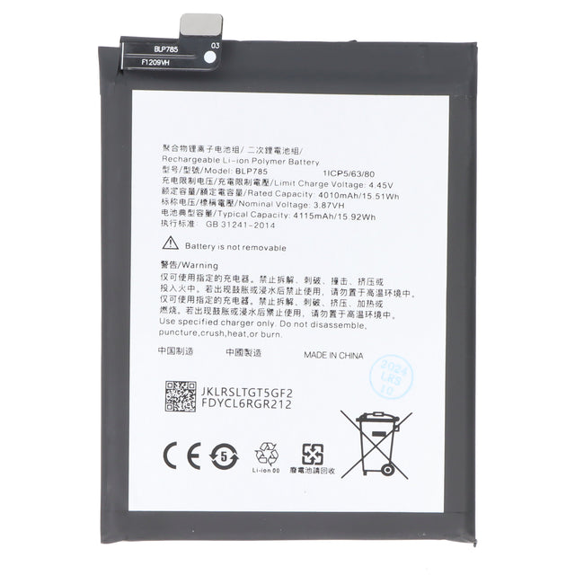 Akku passend für OnePlus Nord 5G, Li-Polymer, 3,87V, 4115mAh, 15,9Wh, ohne Werkzeug
