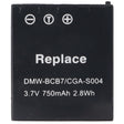 Akku passend für Panasonic CGA-S004, DMW-BCB7, Li-Ion, 3,7V, 750mAh, 2,8Wh