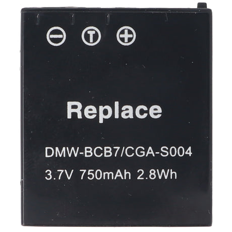 AccuCell Akku passend für Panasonic CGA-S004, DMW-BCB7, Li-Ion, 3,7V, 750mAh, 2,8Wh