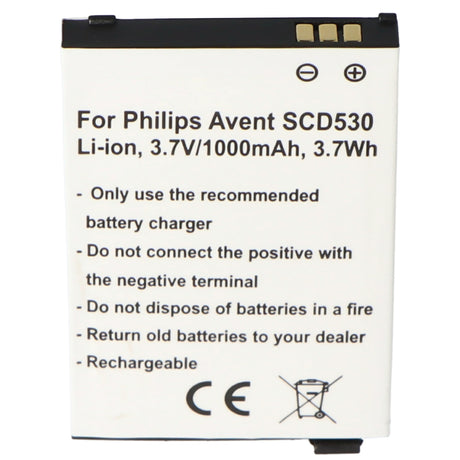 AccuCell Akku passend für Philips Avent SCD530, Li-Ion, 3,7V, 1000mAh, 3,7Wh