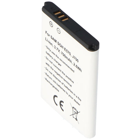 AccuCell Akku passend für Samsung SGH E570, J700, Li-Ion, 3,7V, 700mAh, 2,6Wh