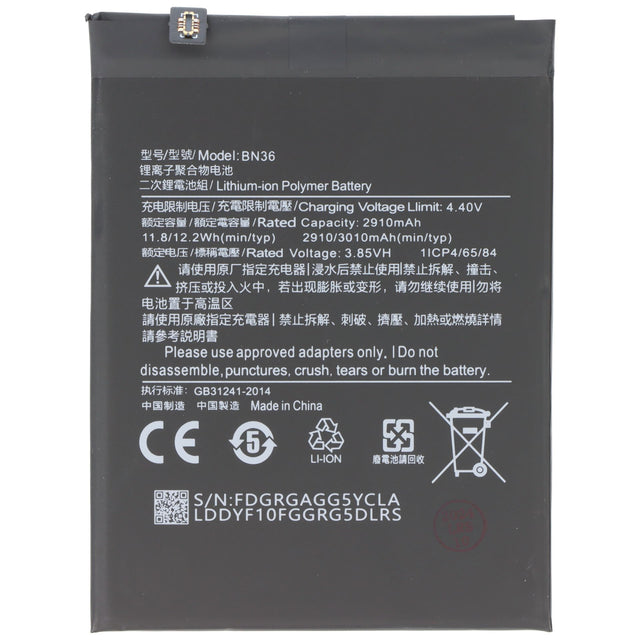 Akku passend für Xiaomi Mi A2, Li-Polymer, 3,85V, 3010mAh, 11,6Wh, ohne Werkzeug