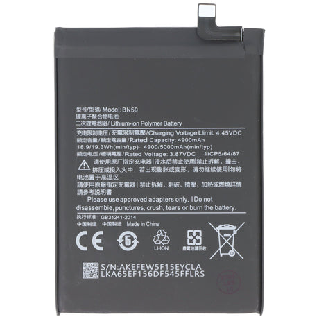 AccuCell Akku passend für Xiaomi Redmi Note 10, Li-Polymer, 3,87V, 5000mAh, 19,35Wh, ohne Werkzeug