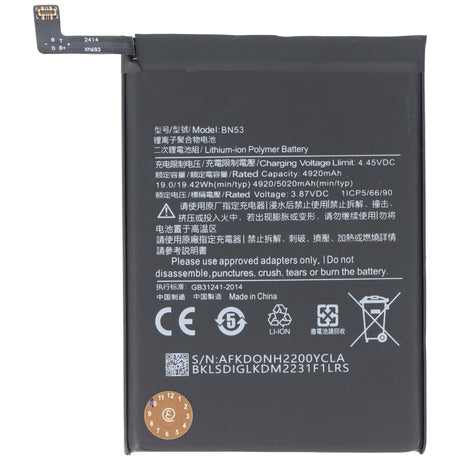 AccuCell Akku passend für Xiaomi Redmi Note 9 Pro, Li-Polymer, 3,87V, 5020mAh, 19,4Wh, ohne Werkzeug