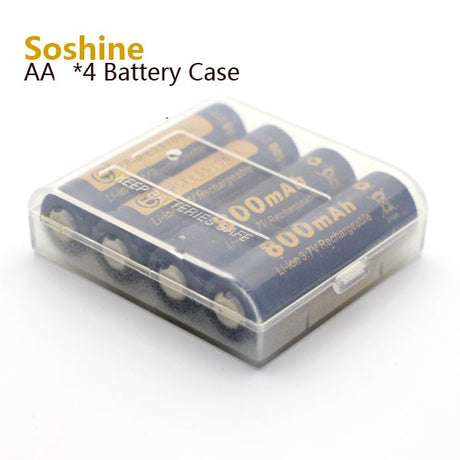 Soshine Kunststoffbox für 4x 14500 oder 4x AA transparent