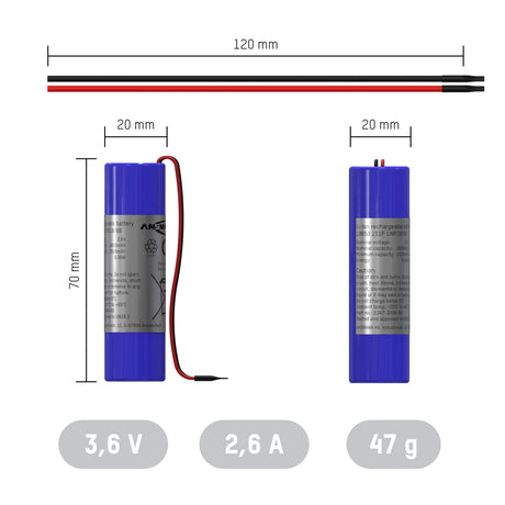 Ansmann Lithium-Ionen Akkupack 3,6 Volt / 2600 mAh / 1S1P, ideal für mobile Anwendungen