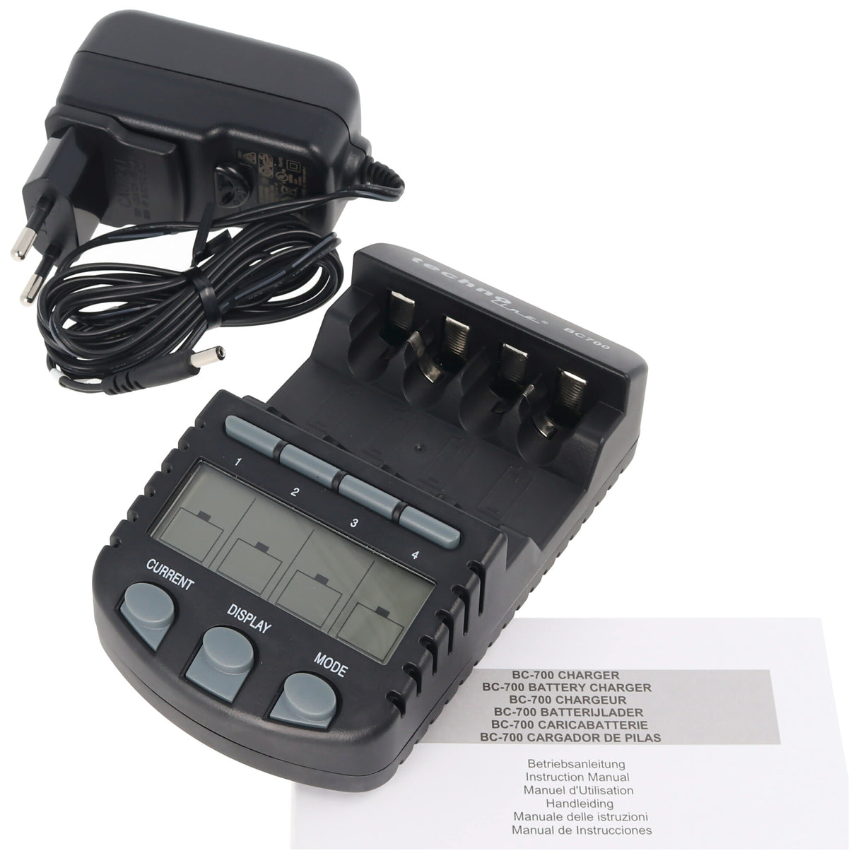 Technoline BC-700 Schnell-Ladegerät mit LCD-Display und Entladefunktion