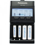 Panasonic eneloop Ladegerät BQ-CC65 inkl. LCD-Display, 4 eneloop Pro AAA Micro, AccuCell Box Blue