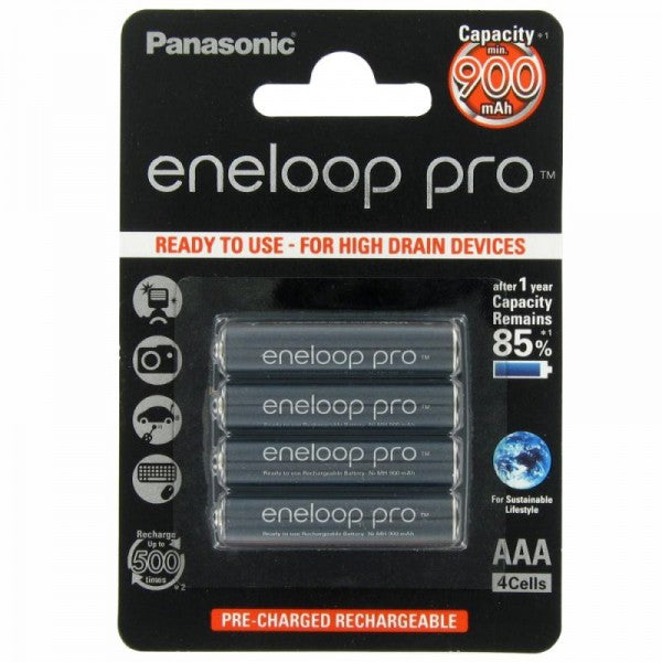 Panasonic eneloop Ladegerät BQ-CC65 inkl. LCD-Display, 4 eneloop Pro AAA Micro, AccuCell Box Blue