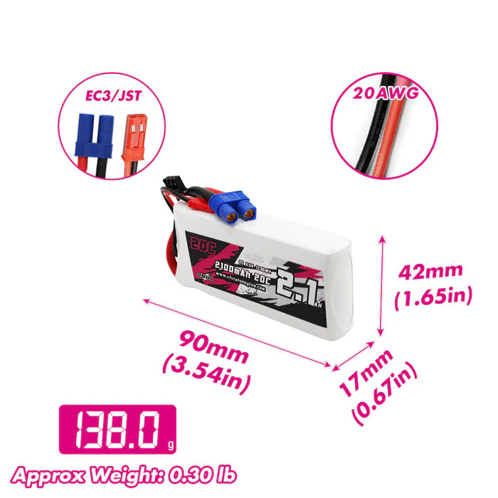2100mAh / 2S / EC3 und JST