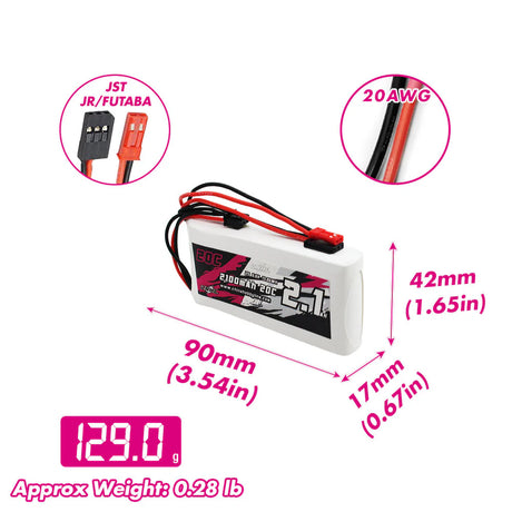 CNHL 2100mAh 6,6V 2S LiFe (LiFePO4) Empfängerakku – JR/Futaba- und JST-kompatibles RX/TX-Paket