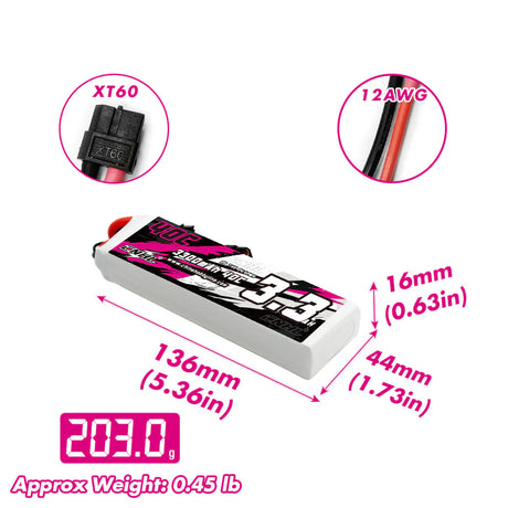 CNHL 3300mAh 7,4V 2S LiPo-Akku 40C mit XT60-Stecker