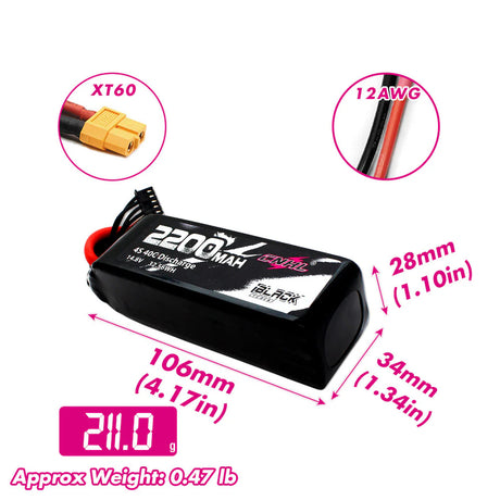 CNHL Black Series 2200mAh 4S 14,8V Lipo-Akku 40C mit XT60-Stecker