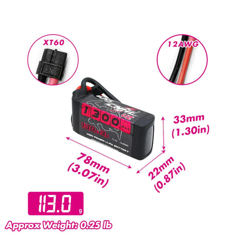 CNHL Black Series V2.0 1300mAh 11,1V 3S 130C LiPo-Akku mit XT60-Stecker
