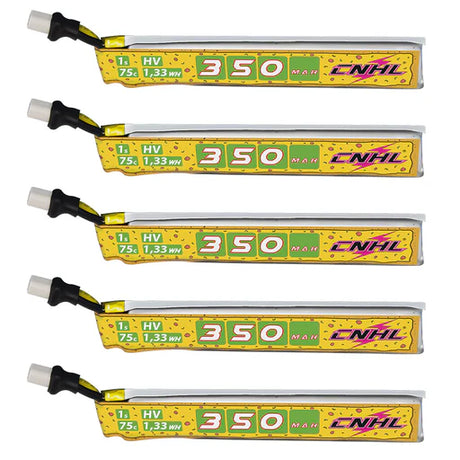 CNHL Pizza Series 350mAh 1S BT2.0 HV LiPo Akku für BETAFPV Air65 (5er-Pack)