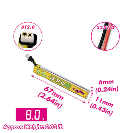 CNHL Pizza Series 350mAh 1S BT2.0 HV LiPo Akku für BETAFPV Air65 (5er-Pack)