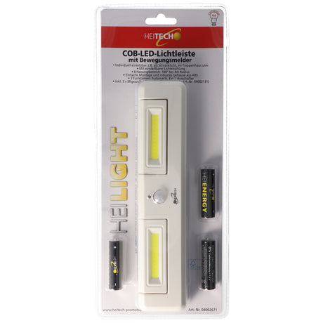 Heitech COB-LED-Lichtleiste mit Bewegungsmelder, ideal für Beleuchtung in Schränken, Treppenhäuser, Küchenzeilen, einstellbarer Lichtstrahl